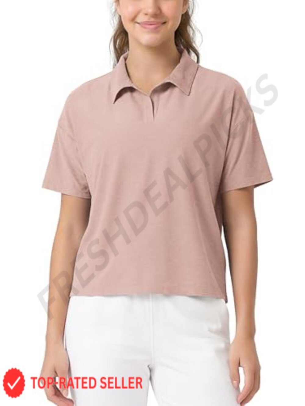 ODODOS Women's Ultra Soft Polo Shirt UPF 50+ Crop Top